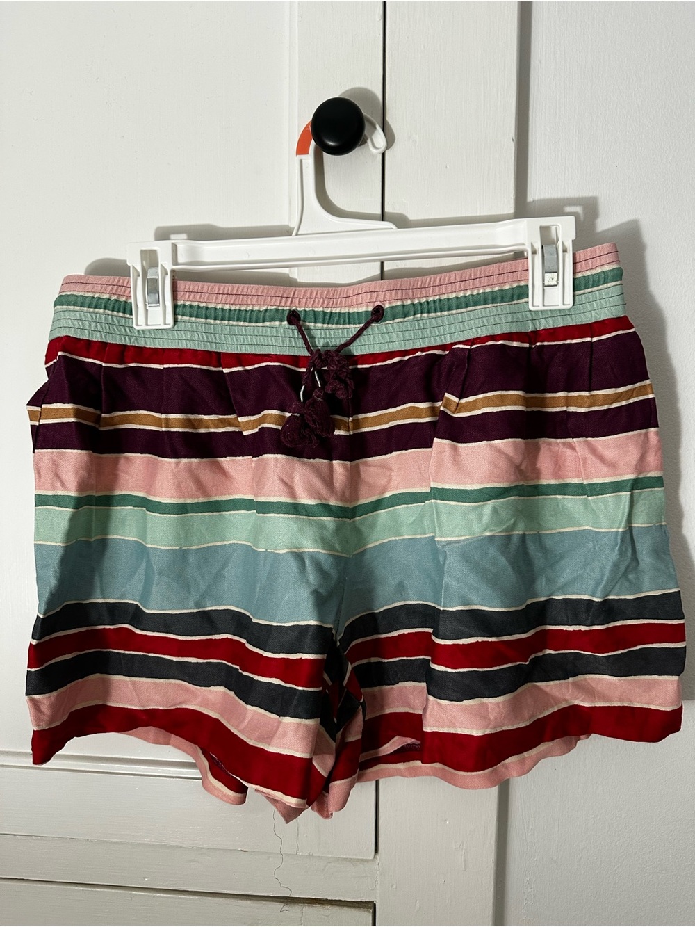 LOFT Striped Multicolor Athletic Drawstring Shorts - Pink, Mint, Burgundy, Teal